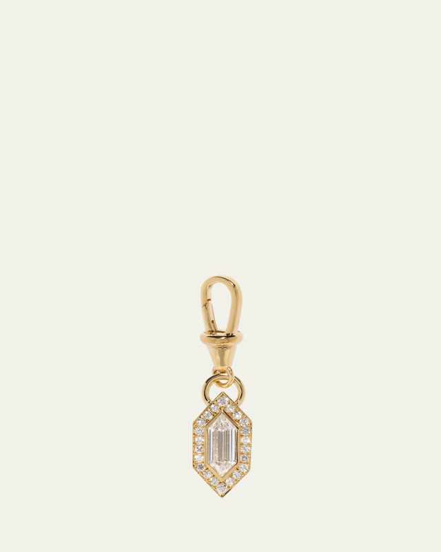 18K Yellow Gold Silhouette Elongated Hexagon Diamond Pendant